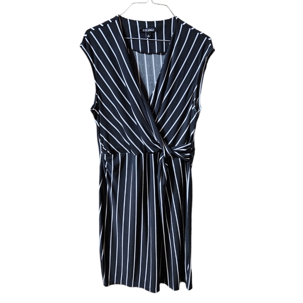 Roz & Ali Striped Faux Wrap Dress